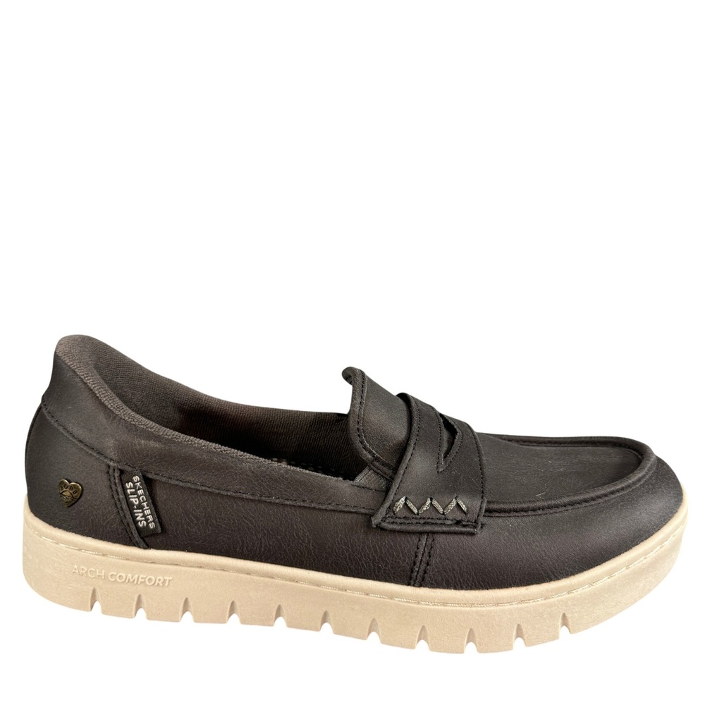 NWOB BOBS Skechers Slip-ins Arch Comfort Penny Loafers Gray Moc Toe Shoes 9.5